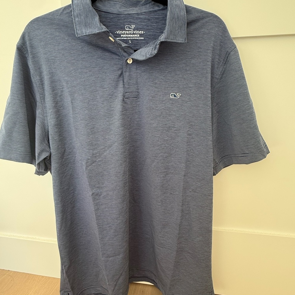 Vineyard Vines Men's Striped Navy Polo